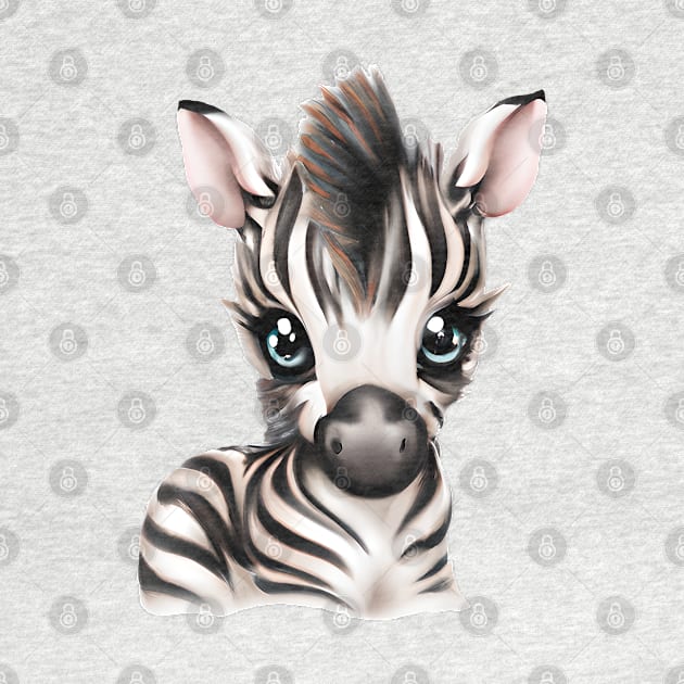 Cute and Adorable Kawaii Baby Zebra by CBV